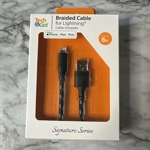Tech & Go 6ft USB Braided Charge Cable for iPhone iPad iPod - NEW-Black & Blue